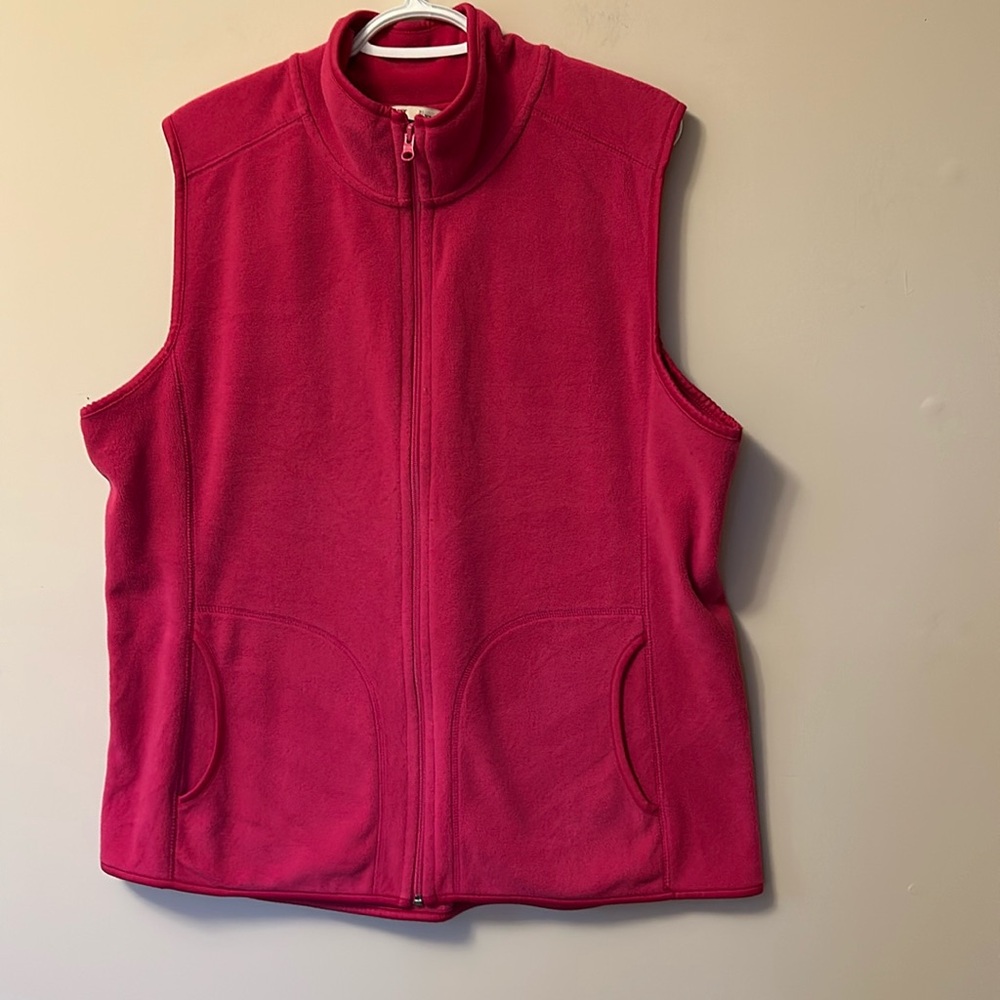 Old navy pink fleece vest zip front 2 pockets size XL